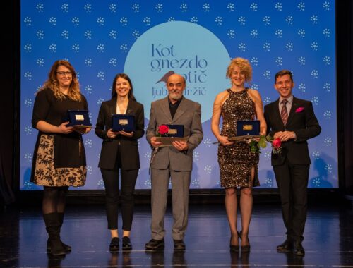 Kurnikovi nagrajenci Kristina Lindav, Pija Mejač, Milan Malovrh in dr. Metka Knific Zaletelj ter predsednik ZKO Tržič David Ahačič. (fotografije: Sergej Radosavac)